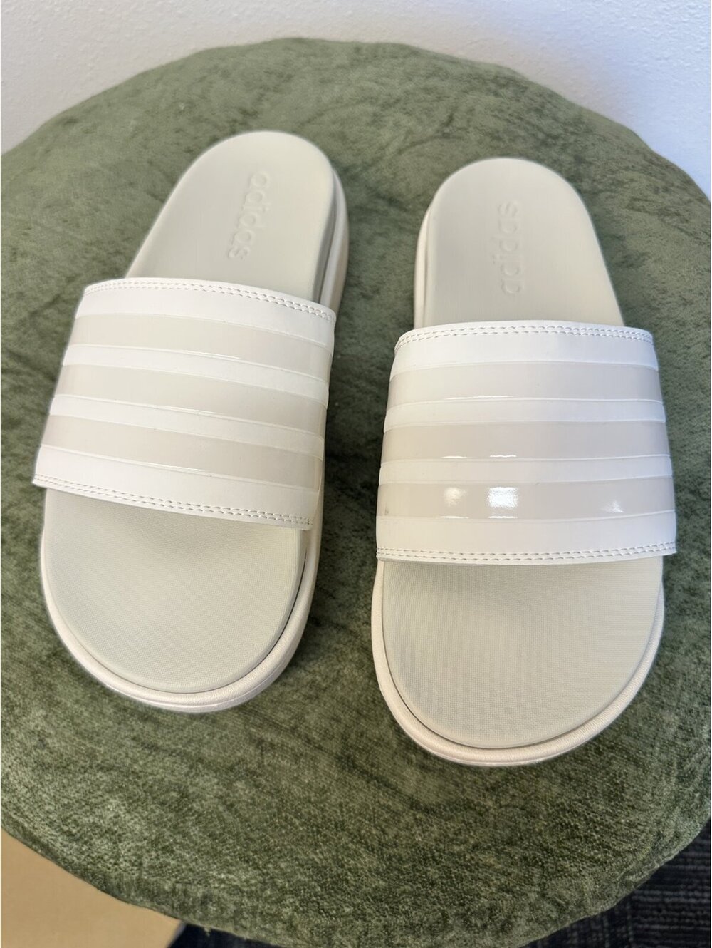 adidas Adilette Platform Slides Chalk White Women's Size 9